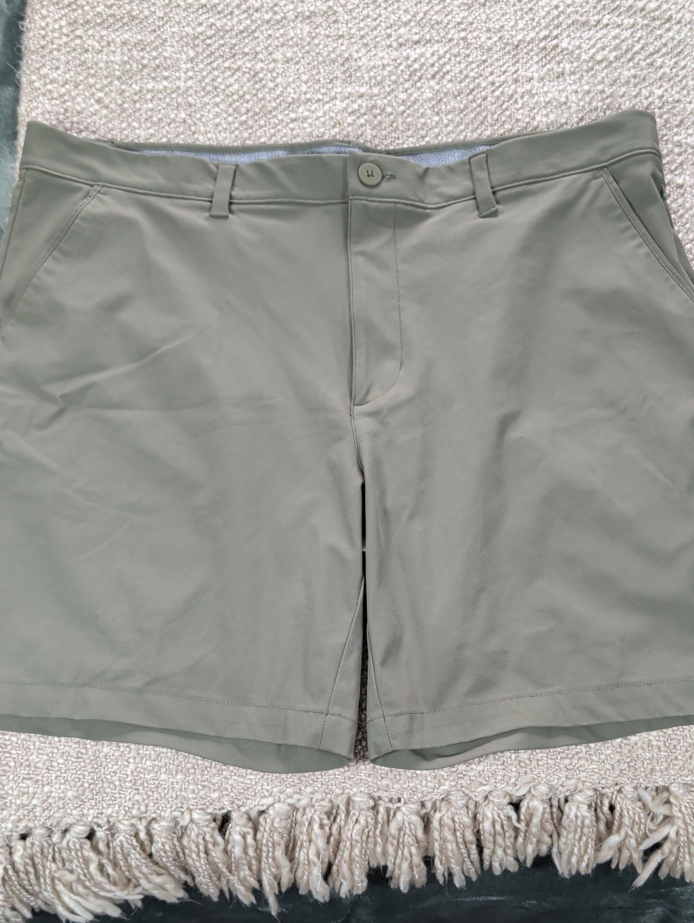 Men's Olive Flat Front Shorts - Unbranded